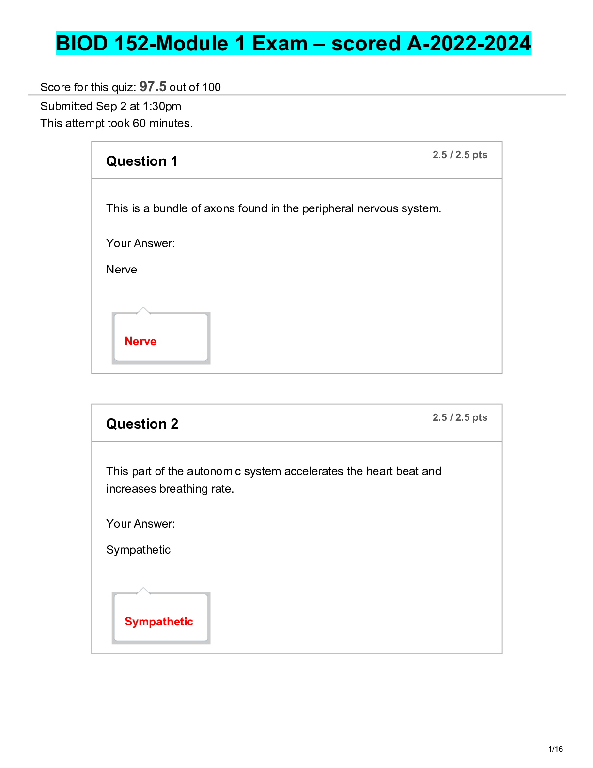 Preview image for BIOD 152-Module 1 Exam – scored A-2022-2024
